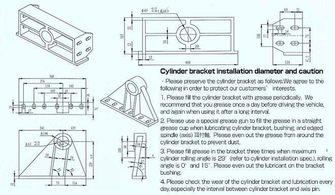 Cylinder bracket installation diameter and caution